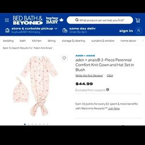 Aidan + Anais 0-3M Knotted Sleepers & Hat in Blush *SET OF TWO*